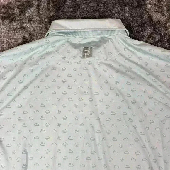 FootJoy Men's XL Polo Cloud Sun All Over Print Performance Stretch Light Blue - Picture 9 of 11